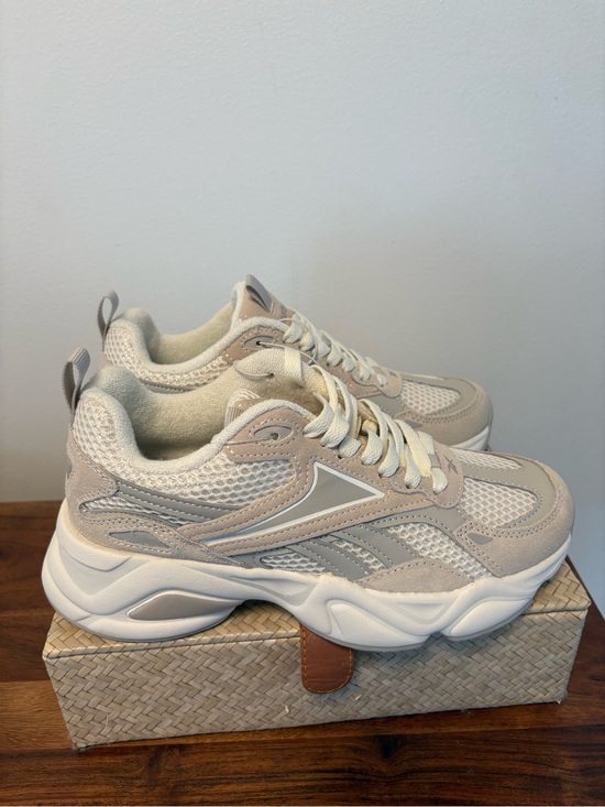 Reebok Shoes - Reebok Women's Chunky Mesh Sneakers in Beige and White